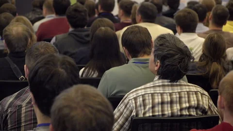 Students on training of Information Technology. IT conference for Young Programm Video stock 199487404