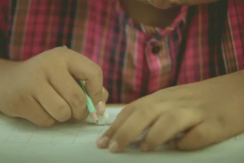 Students try to drawing a basic pattern Thailand with a pencil i Stock Photos