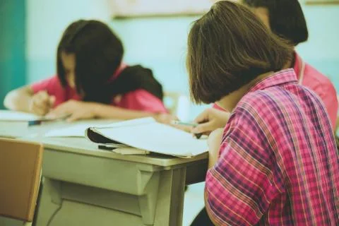 Students try to drawing a basic pattern Thailand with a pencil i Stock Photos