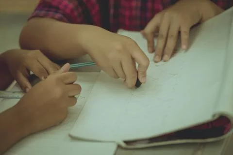 Students try to drawing a basic pattern Thailand with a pencil i Stock Photos