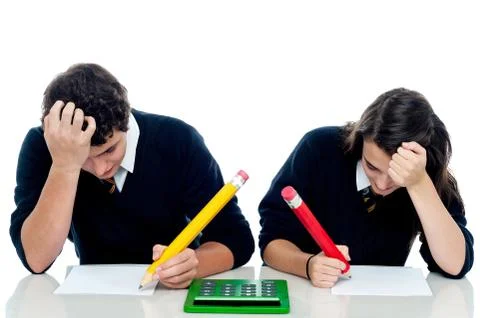 Students trying to recollect the answer Stock Photos