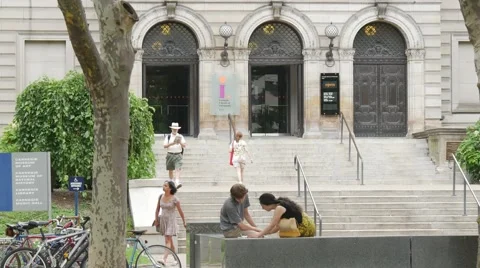 Students on University Campus Library 動画素材 40050365