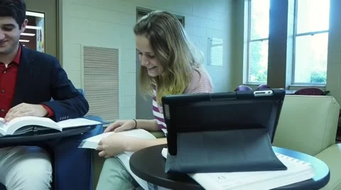 Students at a university library Stock Footage 52046649