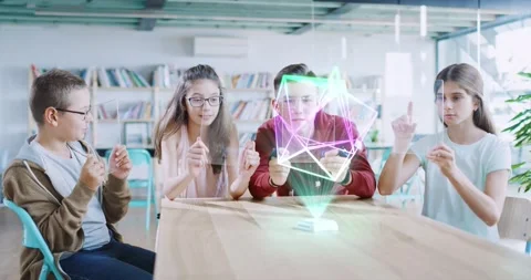 Students Using 3D Modelling Software Teamwork Futuristic Technology 3D 스톡 동영상 138936398