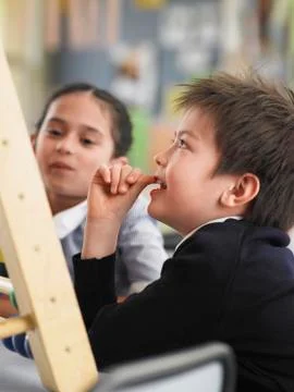 Students Using Abacus In Classroom 写真素材