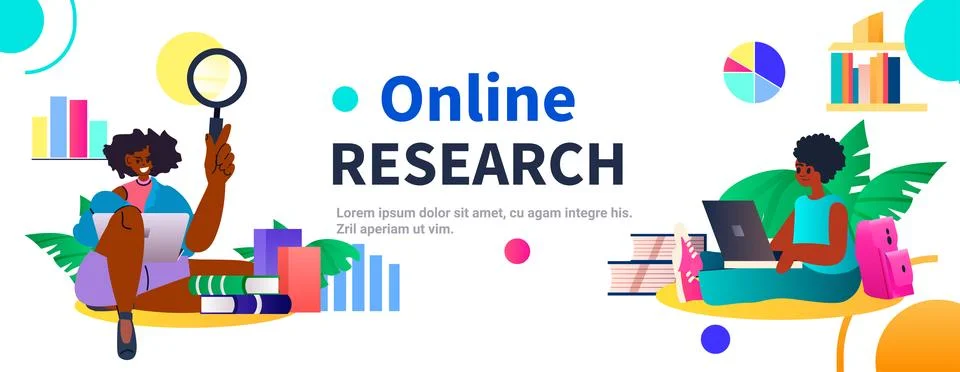 Students using laptops online research e-learning distance education concept 스톡 일러스트