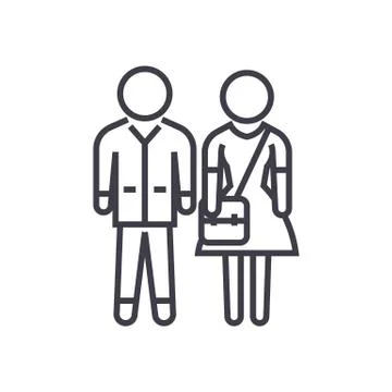 Students vector line icon, sign, illustration on background, editable strokes 스톡 일러스트