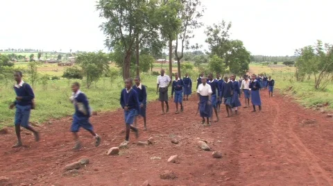 Students walk to school Stock Footage 728348