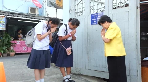 Students walk to school Stock Footage 47255904