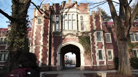 Students walk through campus 動画素材 51234544