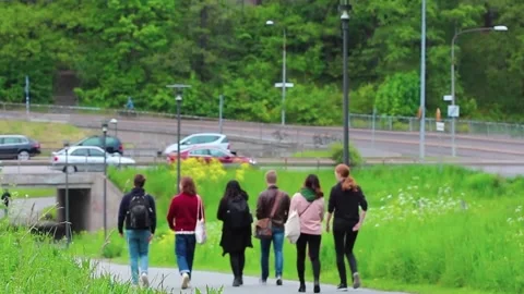 Students Walking In Campus Dorms Stock Footage 196438114