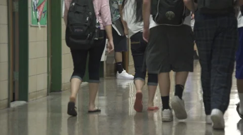 Students walking down hall (1 of 3) Stock Footage 50415554
