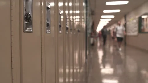 Students walking down hall by lockers (7 of 16) Stock Footage 50416591