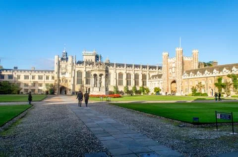 Students walking front of the famous Trinity college Stock Photos