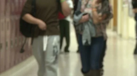 Students walking in hallway (4 of 4) Stock Footage 8599629