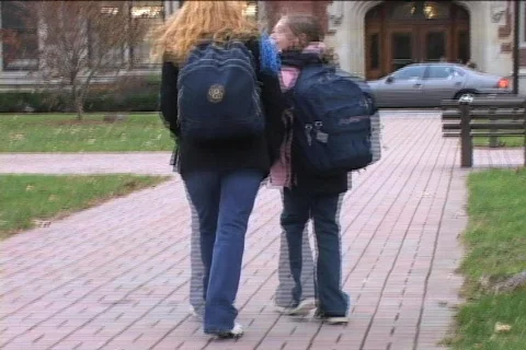 STUDENTS WALKING TO SCHOOL Video stock 156535