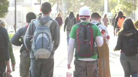 Students Walking Slow Mo Stock Footage 694640