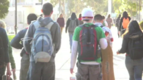 Students Walking Slow Mo Slight Blur Stock Footage 694612