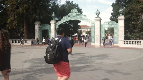 Students Walking Through UC Berkeley's historic Sather Gate Stock Footage 61550986
