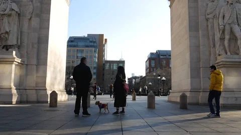 Students Walking Through Washington Square Arch NYC Stock Footage 127213860
