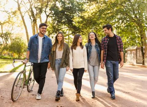 Students walking together Stock Photos