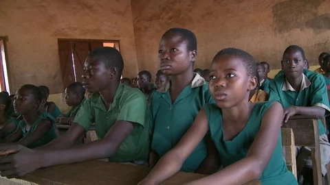 Students watch teacher during lessons Ghana Circa 2014 Stock Footage 79188900