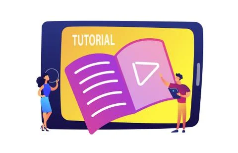 Students watching tutorial on tablet vector illustration. 库存插图