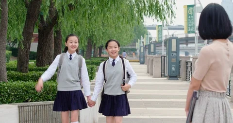 Students waving to teacher,4K Stock Footage 120919260