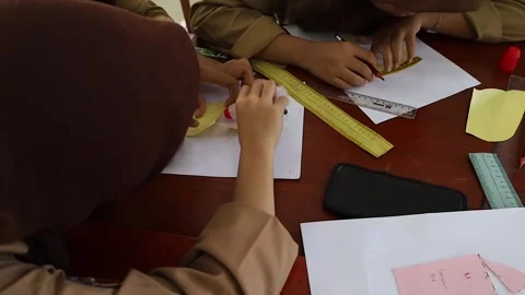 The students wore hijabs. Stock Footage 243627365