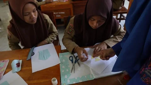 The students wore hijabs Stock Footage 243627522