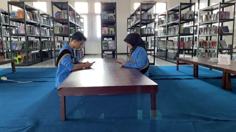 Students work on assignments in the campus library 库存影片 294678243