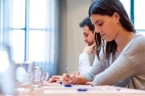Students at work in conference room. Stock Photos