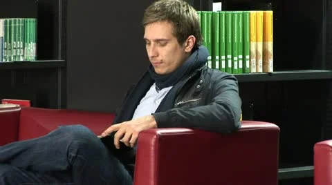 Students work in Jacob and Wilhelm Grimm-Center in Berlin Vídeo Stock 11492917