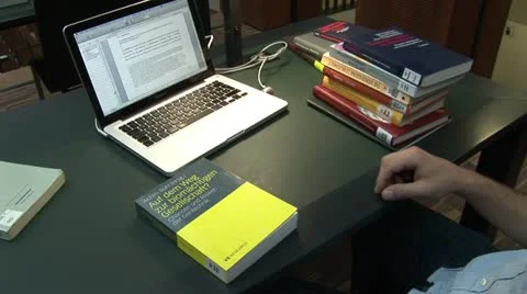 Students work in Jacob and Wilhelm Grimm-Center in Berlin Vídeo Stock 11493098