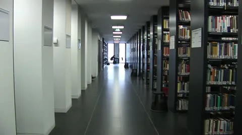 Students work in Jacob and Wilhelm Grimm-Center in Berlin Vídeo Stock 11493156