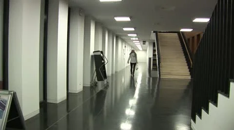 Students work in Jacob and Wilhelm Grimm-Center in Berlin Vídeo Stock 11493371