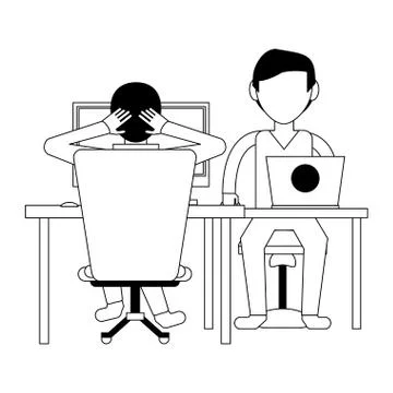 Students working with computer Stock Illustration