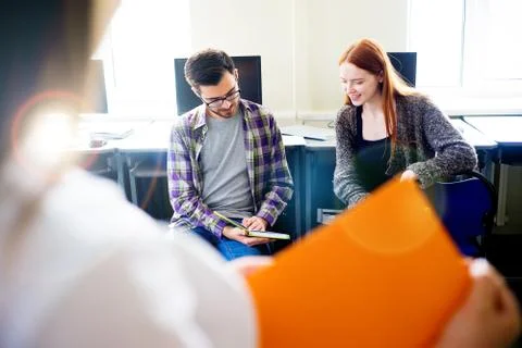 Students working on computers Stock Photos