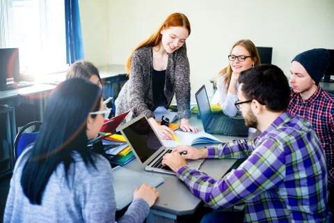 Students working on computers Stock Photos