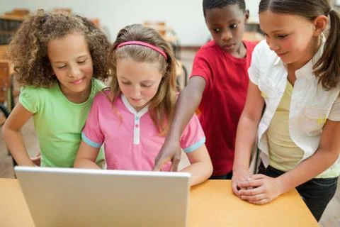 Students working on laptop Stock Photos