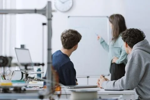 Students working together in the lab Stock Photos