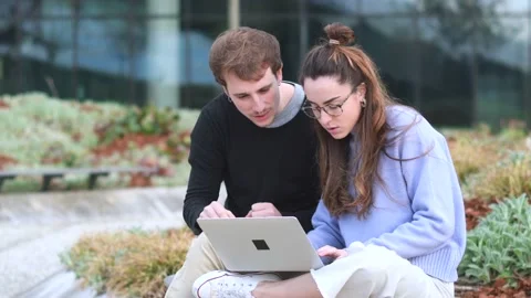 Students working together in a park Video stock 149822797