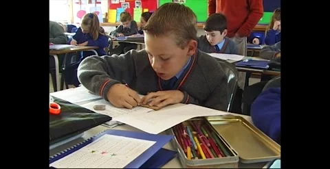 Students Writing And Doing Schoolwork In Classroom – Australia 1990s Stock Footage 318349270