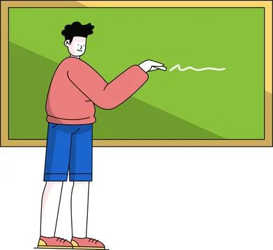 Students writing on blackboard class Illustrazione stock