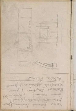 Studies and annotations. Page 93 From a sketchbook with 46 sheets manufact... 스톡 사진