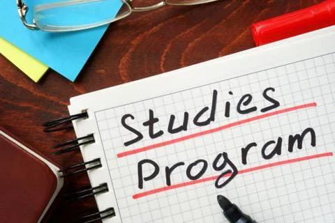 Studies Program written in a notepad. Education concept. Stock Photos