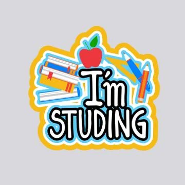 Studing Sticker Social Media Network Message Badges Design Stock Illustration