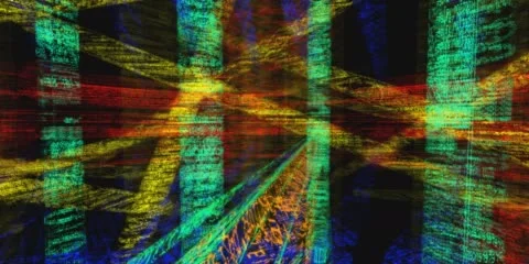 Studio 64 Angle C Internet Space with Moving Digital Signals Stock-Footage 60590981