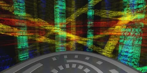 Studio 64 Angle A Internet Space with Moving Digital Signals Stock-Footage 60588346