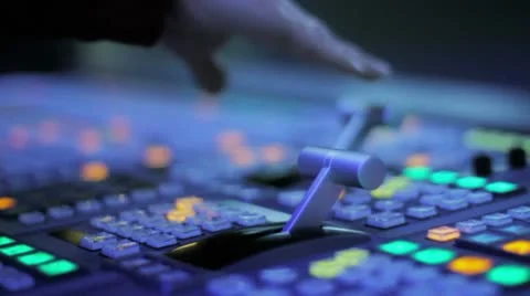 Studio 7 - A studio director during setting up a mixing desk in a TV studio Stock Footage 10771516